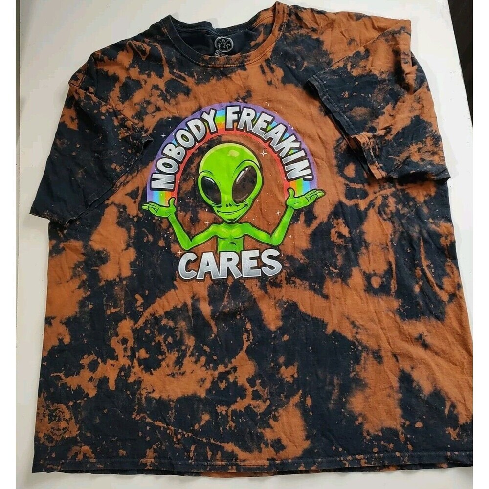 T shirt men Alien 3XL Blk Brn Short Sleeve Tee Unique Hippie